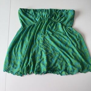 Vtg Diane von Furstenberg 100% Silk Flowy Strapless Blouse Top Y2K Size P